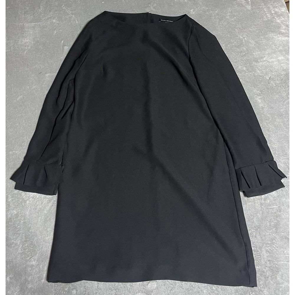 Banana Republic Dress Womens 8 Black‎ Sheath Long Sleeve Button Back Career